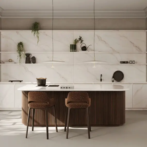Bianco alba, sintered stone kitchen countertop, countertop