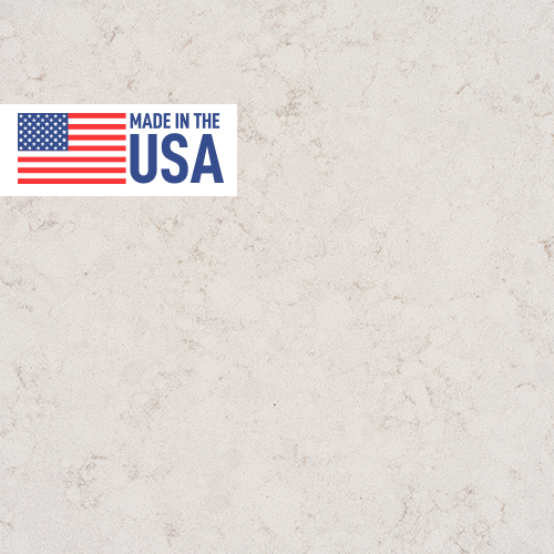 Golden Gate, a creamy white countertop with soft gold veining sample countertop that's made in the USA