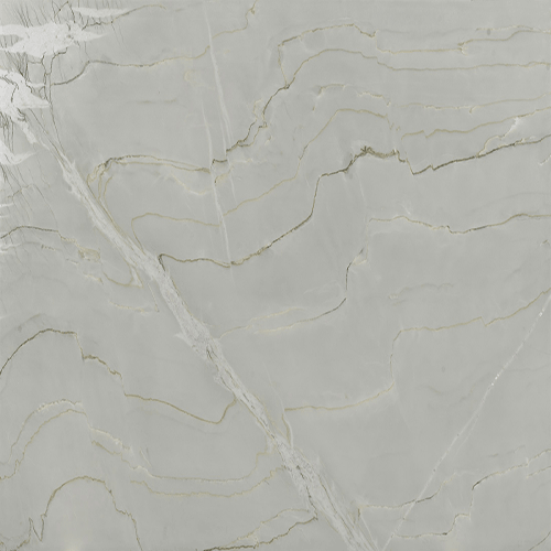 Sample of Bianco Superiore polished quartzite featuring a creamy white background with soft light grey veining and subtle gold and black accents.